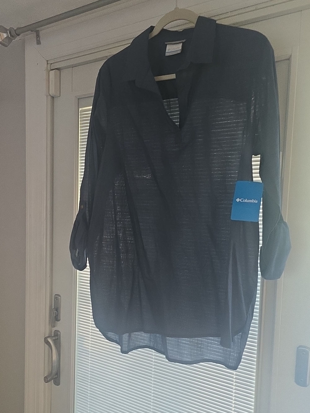 Columbia Navy Sheer Roll-Tab Tunic Shirt